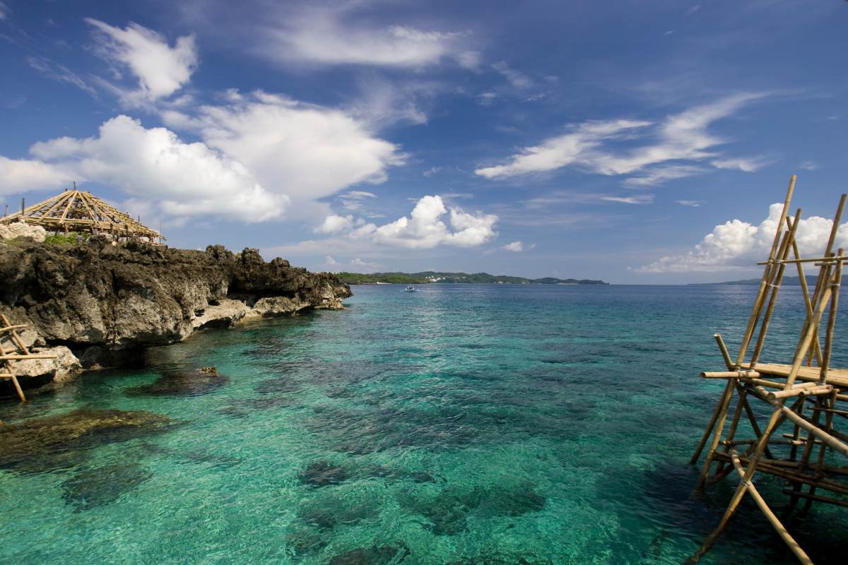 Beautiful clear water at Crystal Cove day resort in Boracay