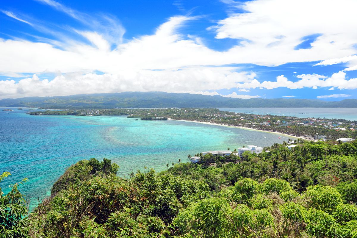 Drone view of Boracay Island in low season