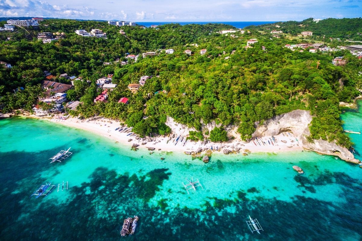 Helicopter Sightseeing Tour in Boracay - Aerial view of a private beach on Boracay Island