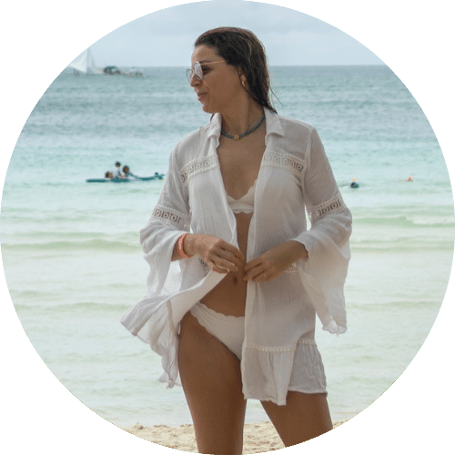 Sandra on White beach in Boracay Island - transparent