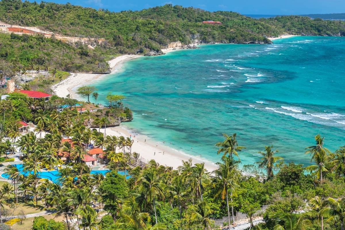 Stunning view from above Lapus Lapus Beach in Boracay Island, Philippines