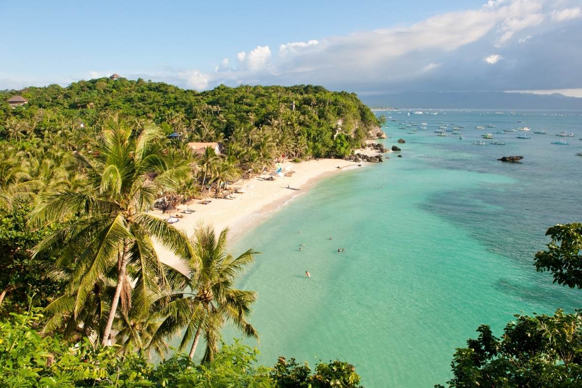 View of Diniwid Beach from above in Boracay Island, Philippines