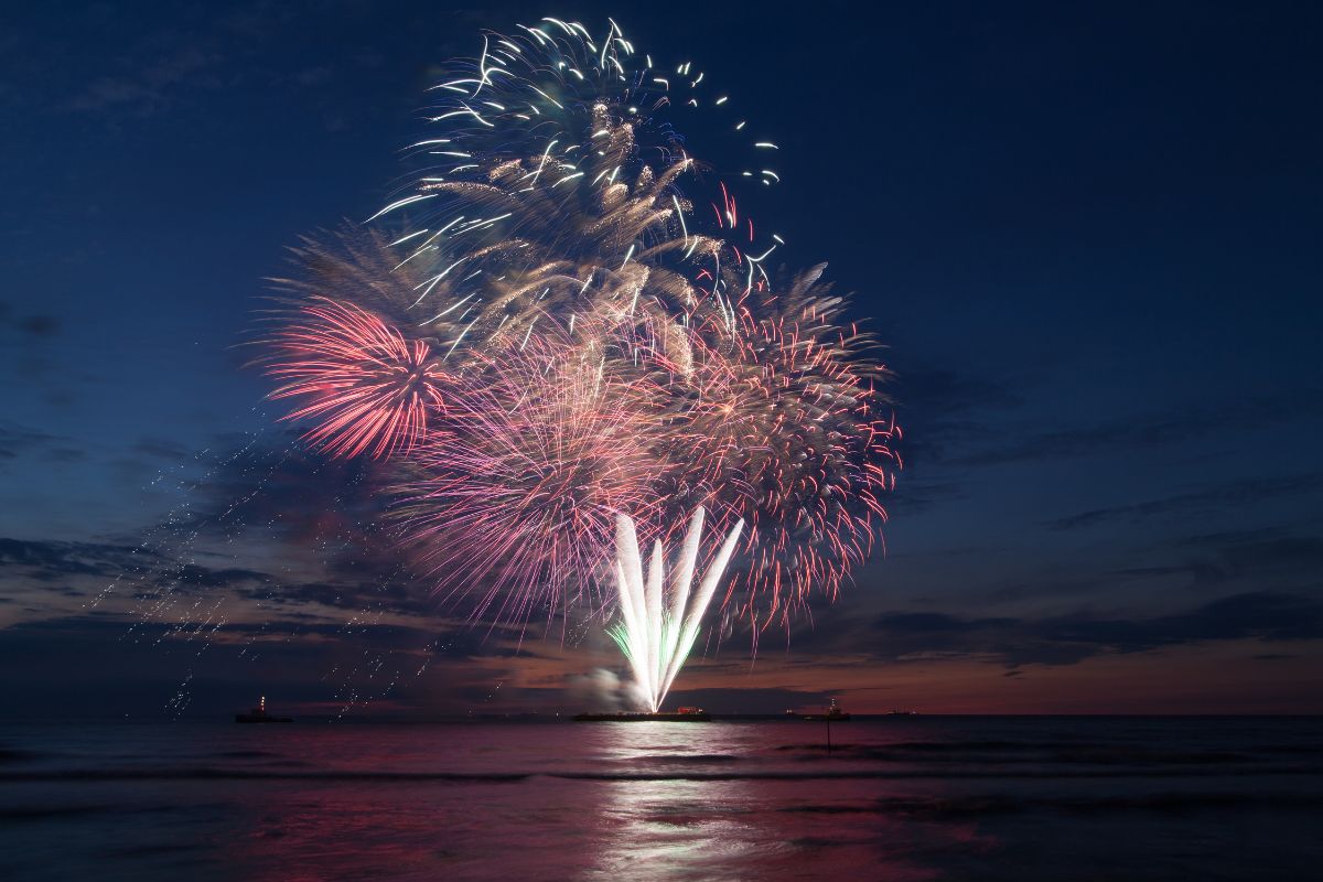 Fireworks from the beach in boracay