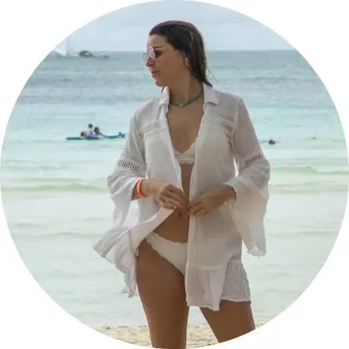 Sandra on White beach in Boracay Island - larger image