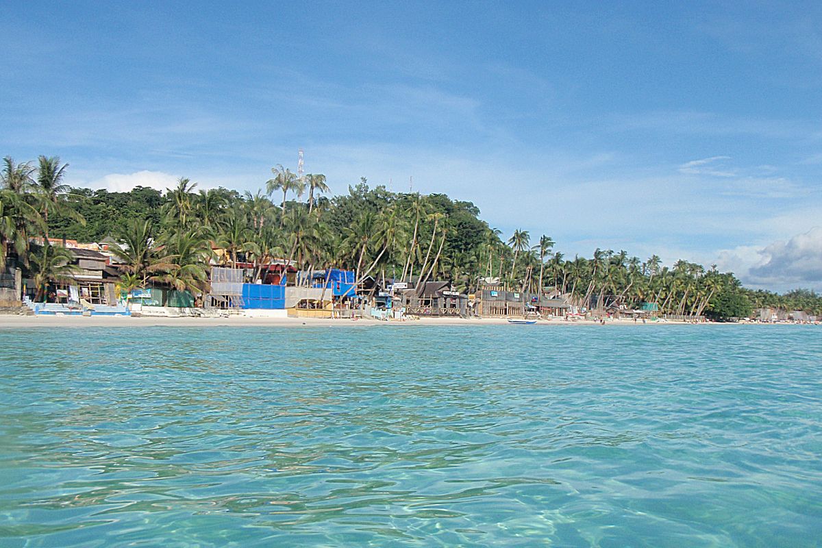 White Beach with restaurants and shops in Boracay
