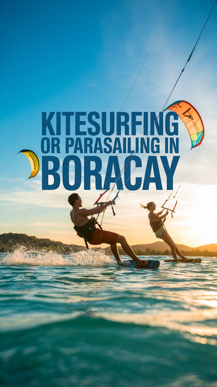 Kitesurfing or parasailing in Boracay