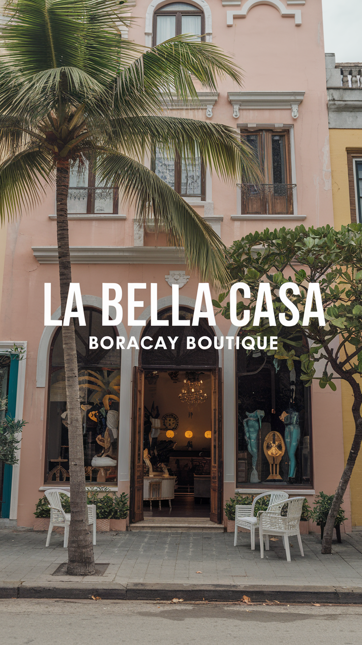 Big text overlay saying: La Bella Casa Boracay Boutique. Don't add any other text Alt Tag description: Realistic promotional image with large text overlay reading "La Bella Casa Boracay Boutique" against a visually appealing background.